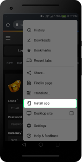 Pwa instruction Android Chrome